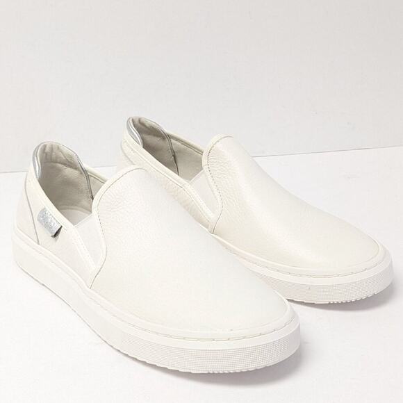 UGG Alameda Slip-On Sneakers, White Leather, Women's 10